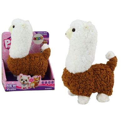 Leantoys Lama Interaktywne Zwierz?tko Alpaka Br?zowa Chodzi Gra 23 cm