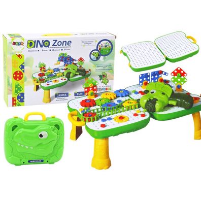 Leantoys Tischkoffer DIY Set Puzzleblöcke Dinosaurier Schraubendreher 249 Teile