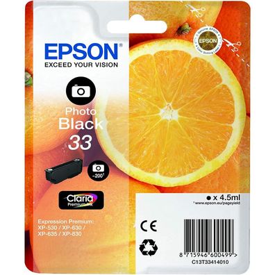 Epson Druckerpatrone Claria Premium 33 (C13T33414012) fotoschwarz