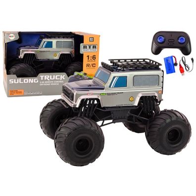 Leantoys Du?e Auto Terenowe Zdalnie Sterowane Suv 2.4G RC 1:6 Szary