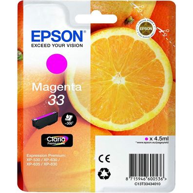 Epson Druckerpatrone Claria Premium 33 (C13T33434012) magenta