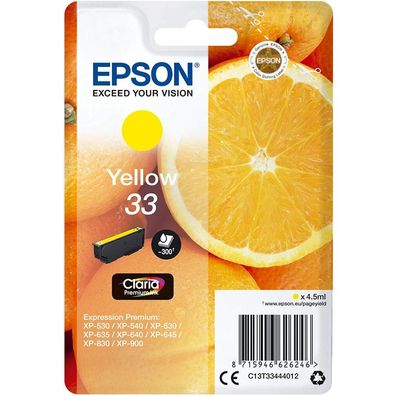 Epson Druckerpatrone Claria Premium 33 (C13T33444012) gelb
