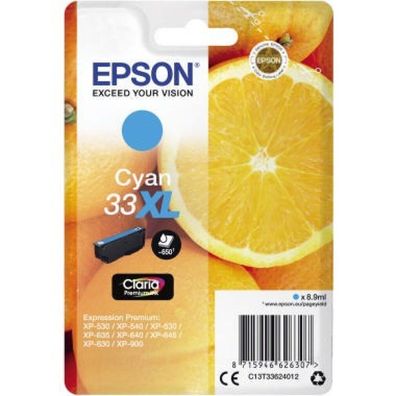 Epson Druckerpatrone Claria Premium 33XL (C13T33624012) cyan
