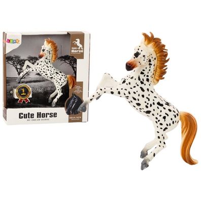 Leantoys Figurka Konia Bia?y Ko? w Kropki Stoj?cy Stajnia Farma Cute Horse