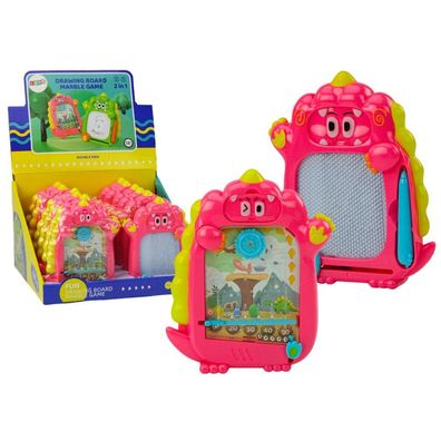 Leantoys Zeichenbrett-Taschenspiel 2in1 Pink Dinosaur