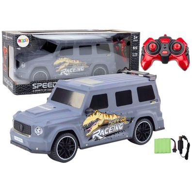 Leantoys Auto Zdalnie Sterowane RC z Dinozaurem w Skali 1:10 Szare