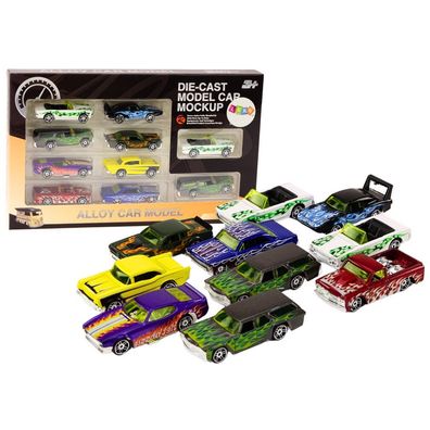 Leantoys Zestaw Resoraków Autka 1:64 Metalowe 10 Sztuk