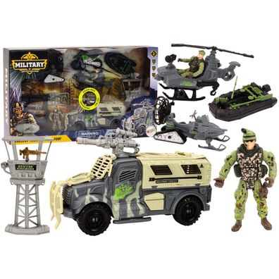 Leantoys Zestaw Militarny Wojskowy Wóz Bojowy Helikopter ?o?nierze Akcesoria D?wi?ki