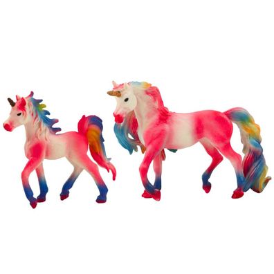 Leantoys Sammlerfiguren Einhorn mit Jungtier