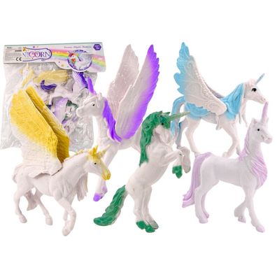 Leantoys Zestaw Figurek Jednoro?ec Pegaz Bia?y Skrzyd?a Magiczne 6 ele