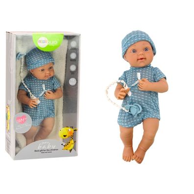 Leantoys Lalka Bobas w Niebieskim Ubranku Czapeczka Smoczek Ko?derka