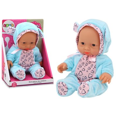 Leantoys Kleine Babypuppe, Kleidung, Mütze, Schleife, Ohren, blau