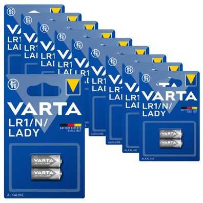 10x Varta Batterie Alkaline N 4001 LR1 Lady 1,5V Professional 2er Blister