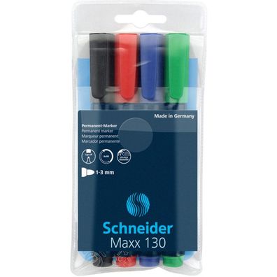 4 Schneider Maxx 130 Permanentmarker farbsortiert 1,0 - 3,0 mm