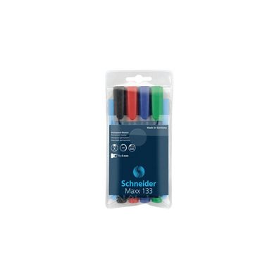 4 Schneider Maxx 133 Permanentmarker farbsortiert 1,0 - 4,0 mm