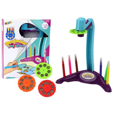 Leantoys Projektor Do Rysowania 3 Wymienne Dyski Pisaki Fioletowy
