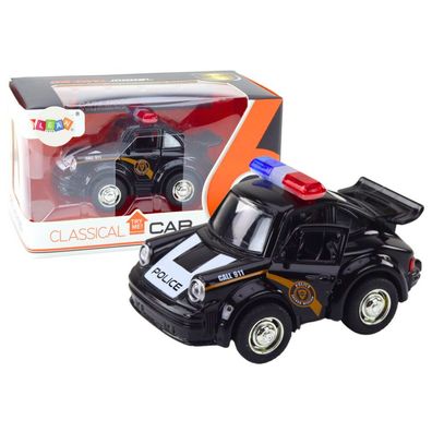 Leantoys Autko Policyjne Klasyczne 1:38 Nap?d ?wiat?a D?wi?ki Czarny