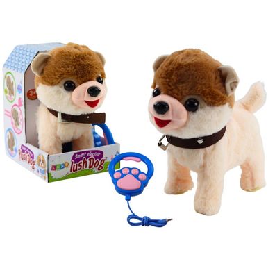 Leantoys Interaktiver Hund an der Leine läuft, tanzt, singt, weiß und beige