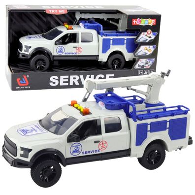 Lean Service-Lkw Mit Kran Lights Sounds Weiß 1:12