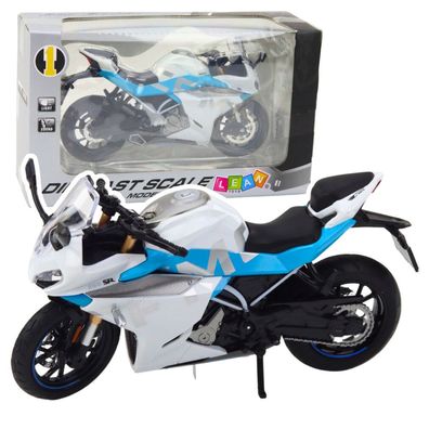 Lean Toys Metall-Sport-Motorrad-Lichter, Geräusche Weiß &Amp; Blau 1:12