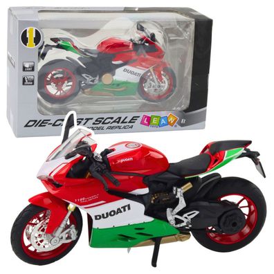 Lean Toys Metall Sport Motorrad Rot Grün Lichter Sounds 1:12