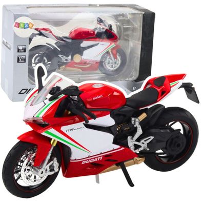 Lean Toys Sportmotorrad Metall Rot Weiß Lichter Sound 1:12