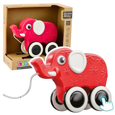 Lean Elefant Pull-On String Toy Squeaker Eco Rot