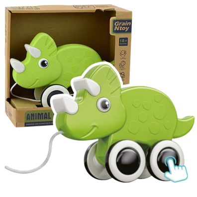 Lean Dinosaurier Pull-On String Toy Squeaker Eco Grün