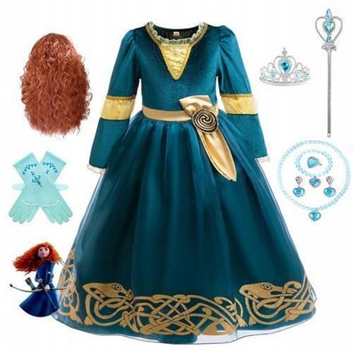 Merida Prinzessin Cosplay Kleid Mädchen Brave Halloween Outfit