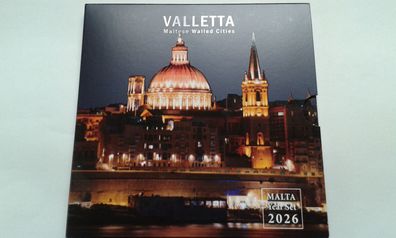 Original KMS 2026 Malta mit 2 euro 2025 Malta Valetta im Folder/ Blster