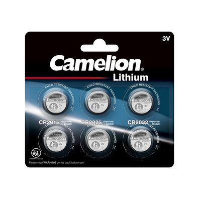 Camelion Knopfzellen Batterien im Set 2x CR2032 2x CR2025 2x CR2016 Litihum 3V