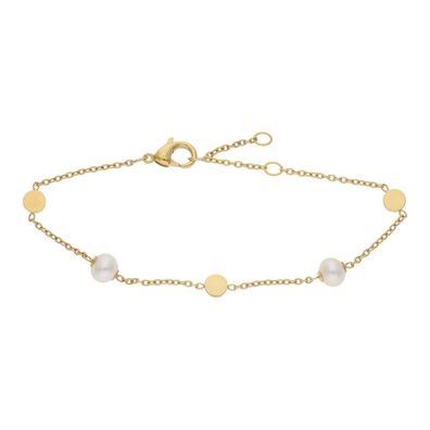 Boccia Schmuck Damen-Armband Titan Goldfarben mit Perlen 03060-02