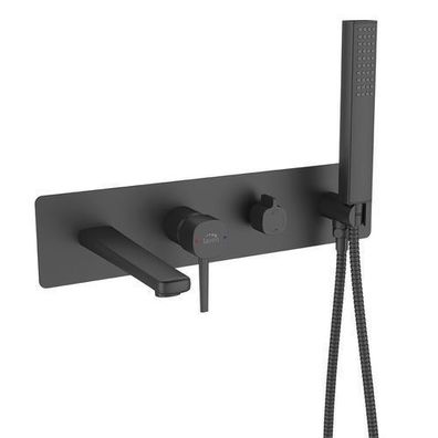 Komplettes Set Unterputz Wannenarmatur POLA Verdeckter Einbau Mischer Schwarz