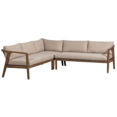Gartenecksofa Biam aus Akazienholz, modern skandinavisch, natur sand, inkl