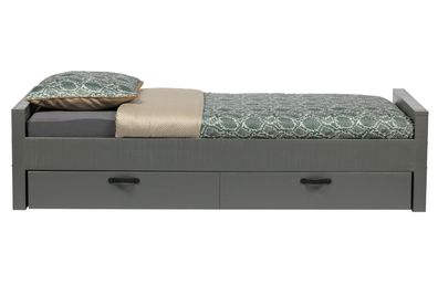 Bettgestell Morris Kiefernholz, modern, lehm dunkelgrau, FSC-zertifiziert,