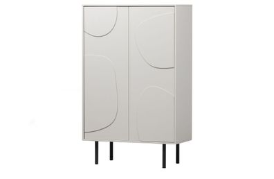 Schrank Cadiz aus Kiefernholz, modern, hellgrau, mit Metallgestell und