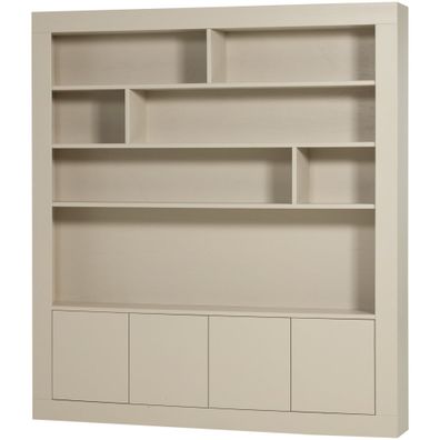 Schrank Wallcover aus FSC-Kiefer, modern mit Push to Open, hellgrau, viel