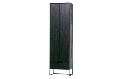 Schrank Silas schmal aus Eschenholz und Metall, modern, schwarz, mit 2 Türen und