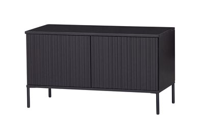 TV Board Gravure aus Kiefernholz, modernes Design, schwarz, 100 cm breit, mit