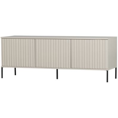 TV Board Gravure Kiefernholz, modernes Design mit Push-to-Open, hellgrau Dust,