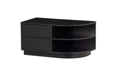 TV Board Finca aus Kiefernholz, modern, Schwarz, Runddesign rechts, (Gr. 78x40x40 cm)