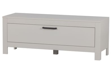 TV-Board Bonk aus Kiefernholz, klassischer Landhausstil, hellgrau lackiert, Tür