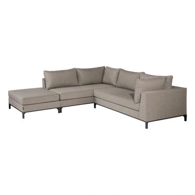 Gartenecksofa Sicilie - Aluminium & Outdoor-Stoff Taupe, Links (Gr. 262x246x60 cm)
