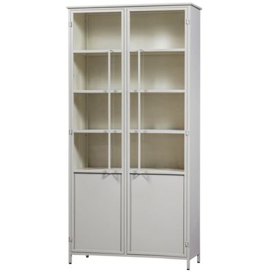 Vitrine Exhibit XL aus Metall, Industrial Design, sandfarben, pulverbeschichtet,