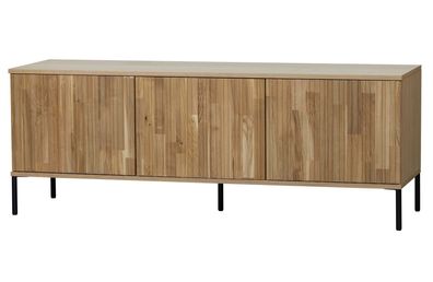 TV Board Gravure aus Eichenholz, modernes Design mit Linienmuster, natur, 150 cm