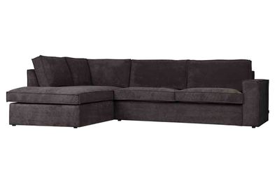Ecksofa Thomas Cord, gerippter Stoff, modern, links, dunkelgrau, großzügige