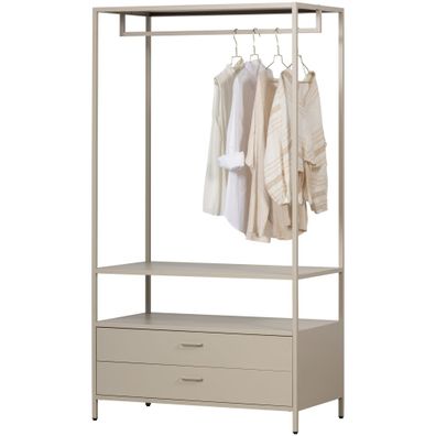 Kleiderschrank Ferris aus Metall, modernes Regalsystem, Sand, 100 cm breit,