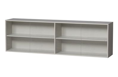 Aufsatzschrank für TV Board Klink Kiefer und Glas, modern, hellgrau nebel, mit