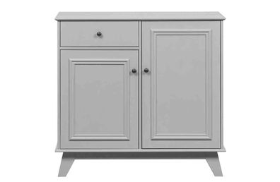 Kommode Lily aus Kiefernholz, klassischer Landhausstil, hellgrau lackiert, 2