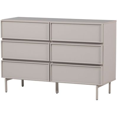 Kommode Tours aus Metall und MDF, modern mit 6 Schubladen, sandfarben, viel